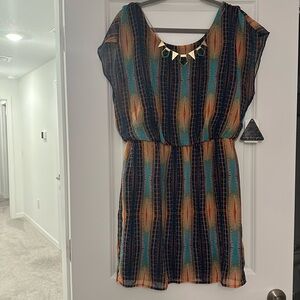 City Triangles Navy and Gold Dress